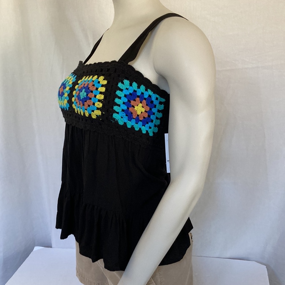 SO Junior’s Multicolor Crochet Baby Doll Size Medium Black Color Ruffle NWT